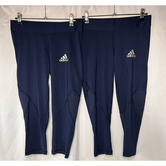 Lot of 2 Adidas Alphaskin Training Capri Athletic Size M Climacool Leggings Blue - Picture 1 of 11
